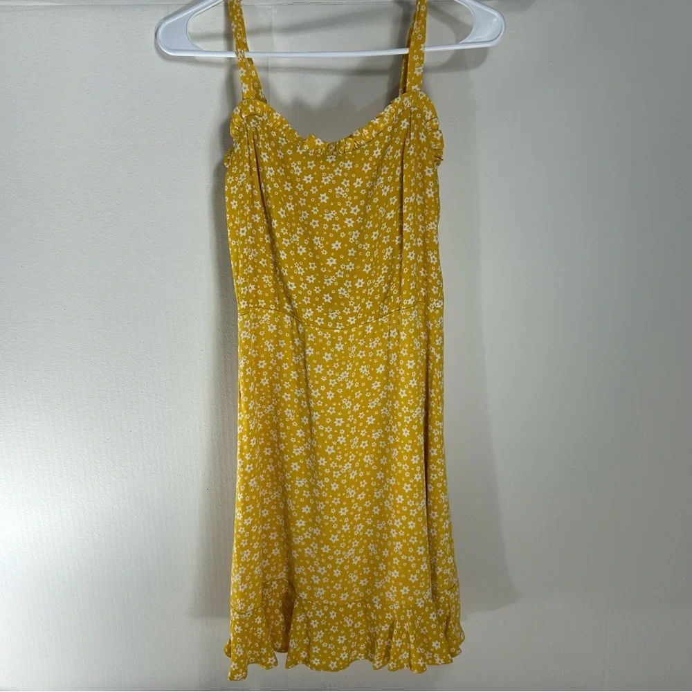 Dress Forum Golden Floral Ruffled Seersucker Zip Mini Sundress Size S - Picture 1 of 12